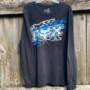 Fox Thermal Black and Blue Long Sleeve Y2K Men’s XLarge